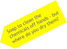 Soap to clean the chemicals off hands - but where do you dry them?