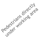 Pedestrians directly under working area